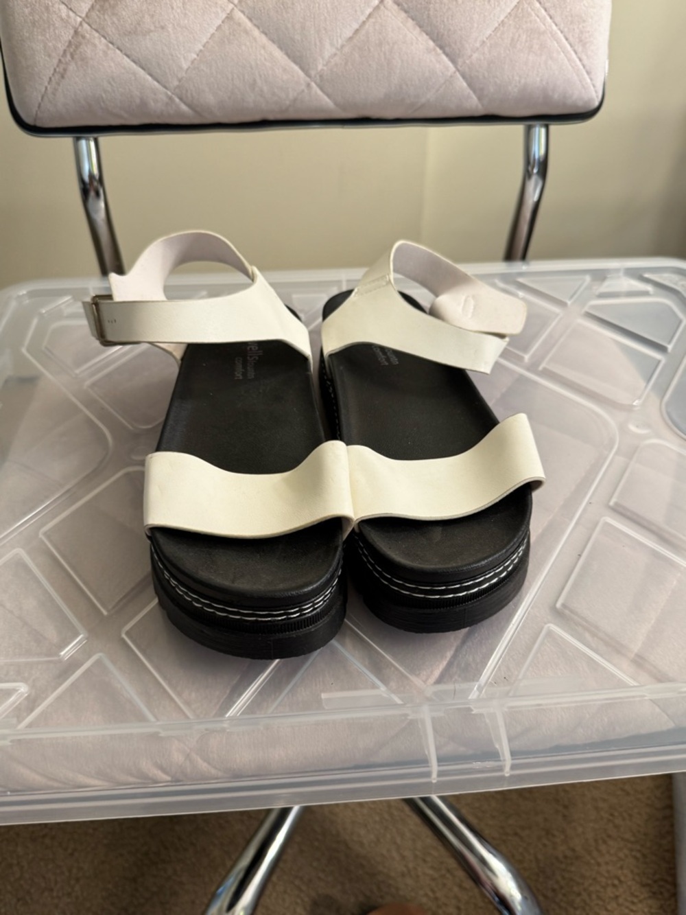 Platform White and Black Women's Sandals